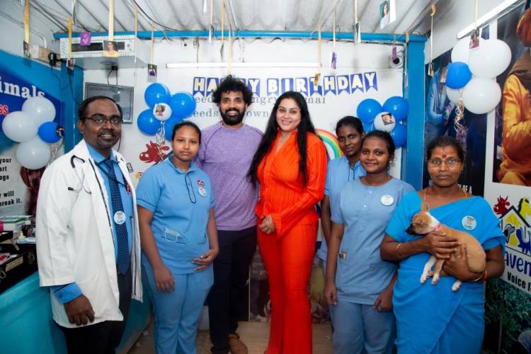 Actress Namitha celebrates her birthday with furry friends at HEAVEN FOR ANIMALS (HFA), Anna Nagar