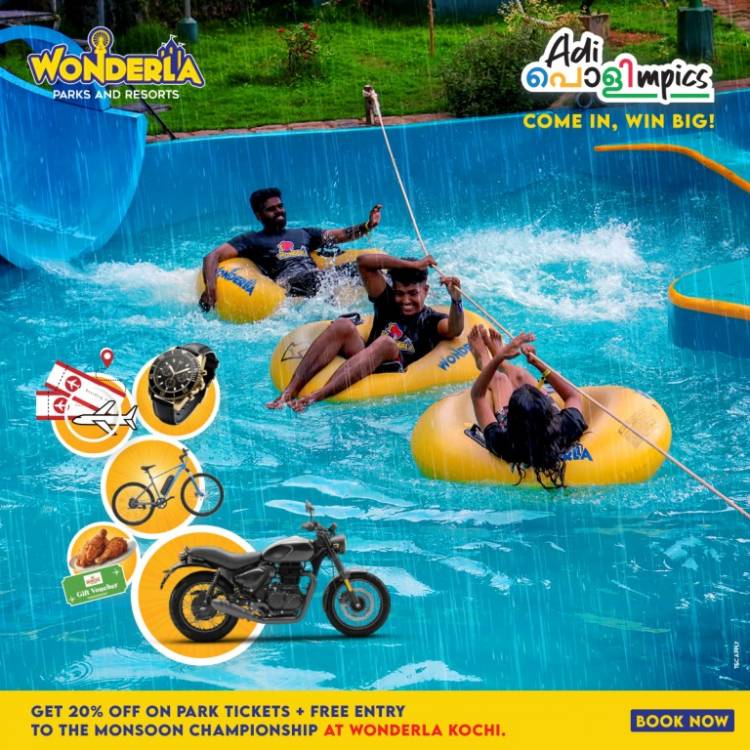 வொண்டர்லா கொச்சியில் அடி பொலிம்பிக்ஸ்: பிரீமியம் ரக 350 சிசி பைக், இ-சைக்கிள்கள் மற்றும் முழு ஸ்பான்சர் செய்யப்பட்ட பயணம் உட்பட பெரிய பரிசுகளுடன் கூடிய குதூகலமான மழைக்கால போட்டிகள் அறிமுகம்