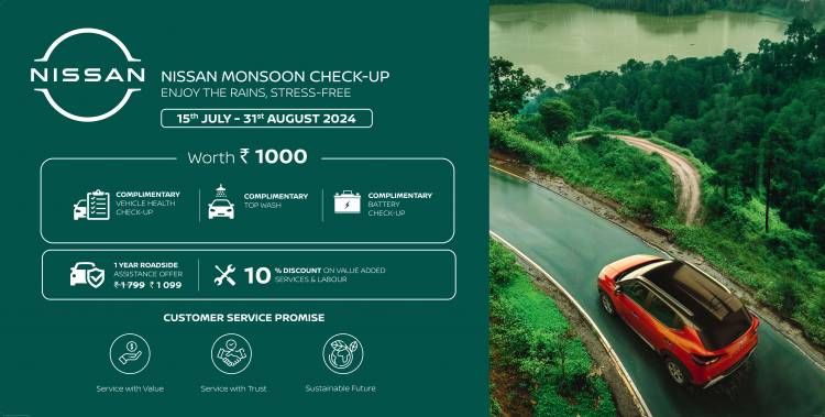 Nissan Motor India announces free monsoon check-up camp for customers across India