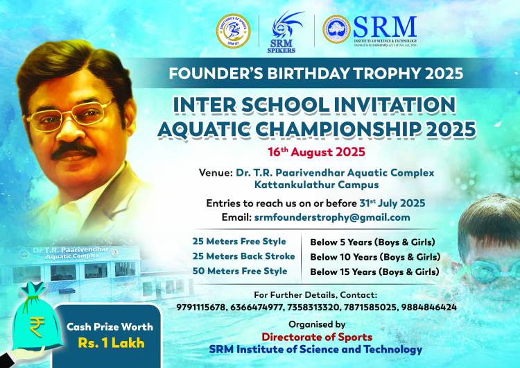 SRM IST Announces Founder’s Birthday Trophy 2025 Inter School Invitation Aquatic Championship