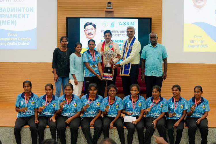 SRMIST Founders Birthday Trophy- Ball Badminton Men Team Won Gold