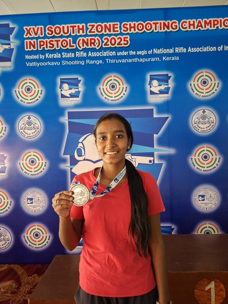 M. Lathika Shines at South Zone Shooting Championship – Wins Silver & Qualifies for Nationals