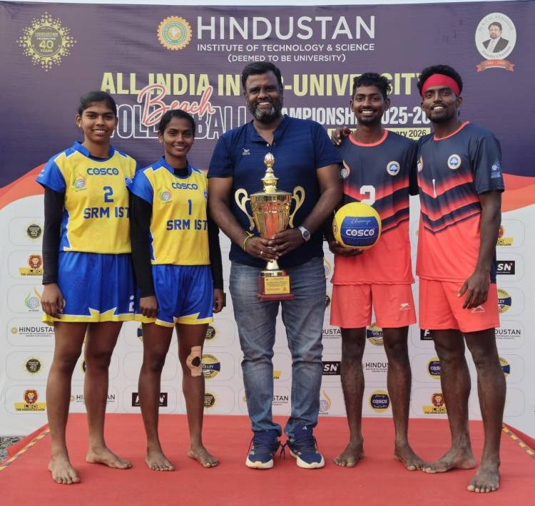 SRM IST Men’s Team Wins Gold & Women’s Team Secures Bronze at All India Inter-University Beach Volleyball Championship