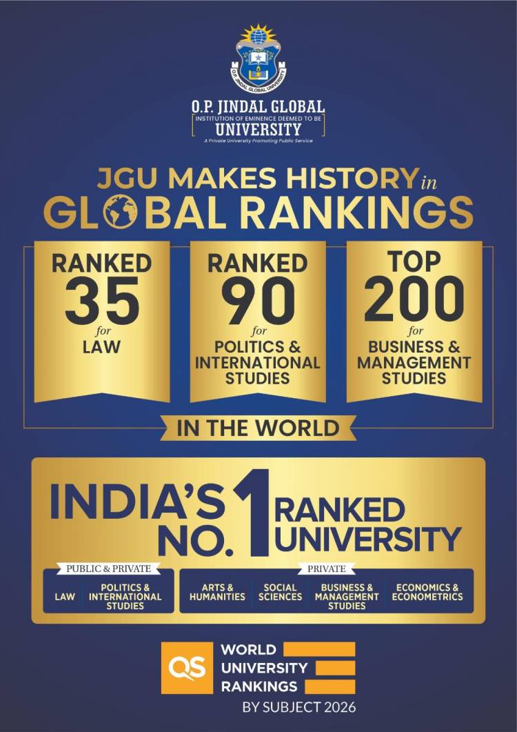 JGU Achieves Historic Higher Rankings in Law, IR & Business: QS World University Rankings By Subject 2026